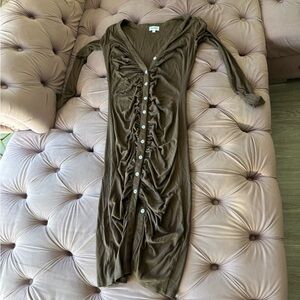 superdown Brown Button-Up Midi Dress